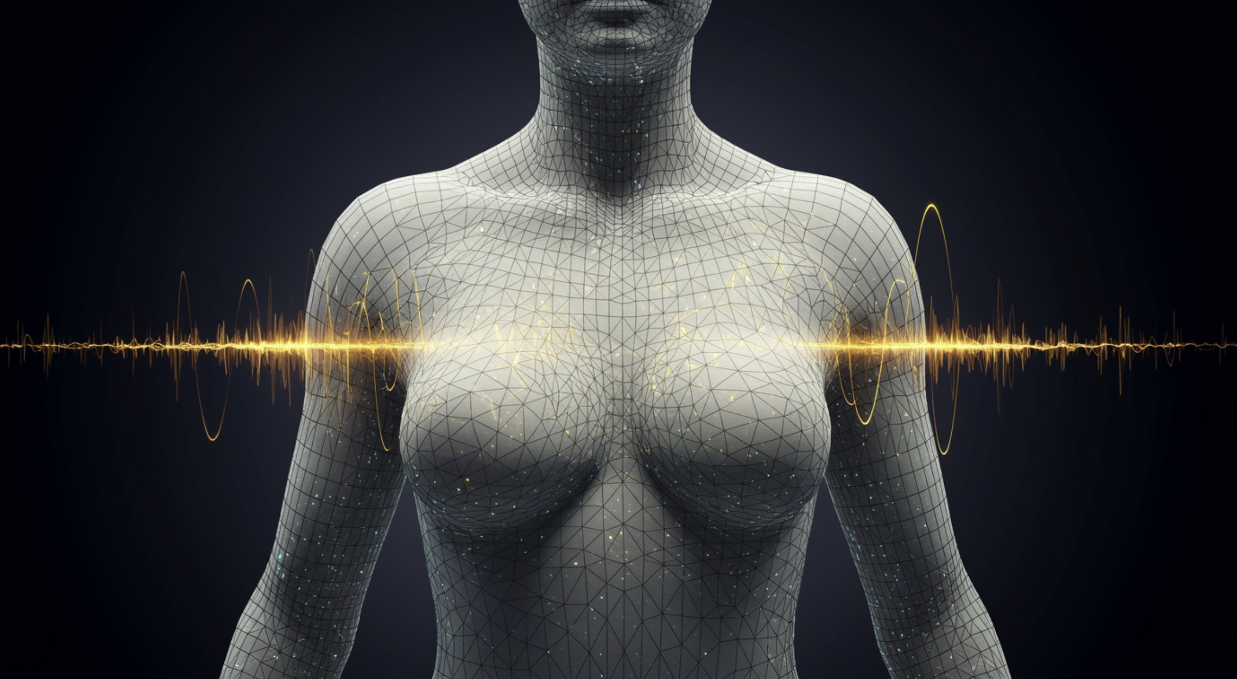 magen-futurista-de-torso-femenino-con-ondas-musicales-doradas-gracias-al-Gong