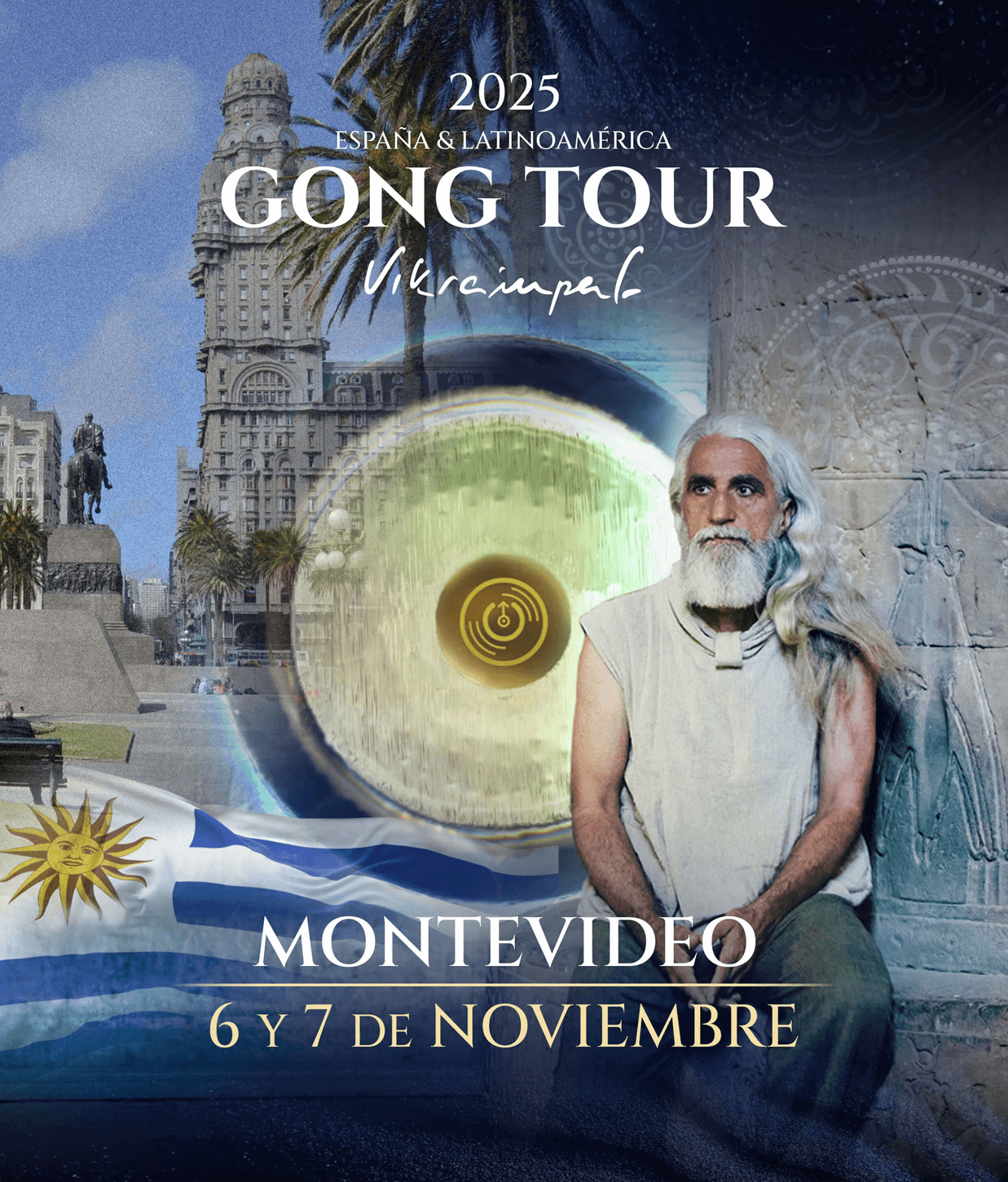 Cartel para España y Latinoamérica concierto Gong Tour 2025 Montevideo