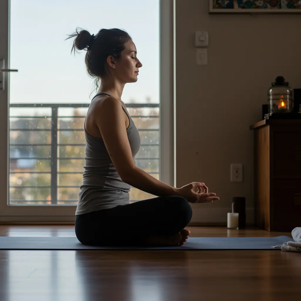 Mujer meditando con Cuenco para Soltar y Recibir, formaciones en sonido terapia, cursos de gong, cursos de cuencos en España y todo el mundo